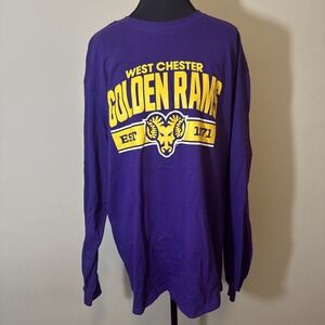 West Chester Golden Rams Men's Long Sleeve Shirt Purple‎ Yellow Size Large